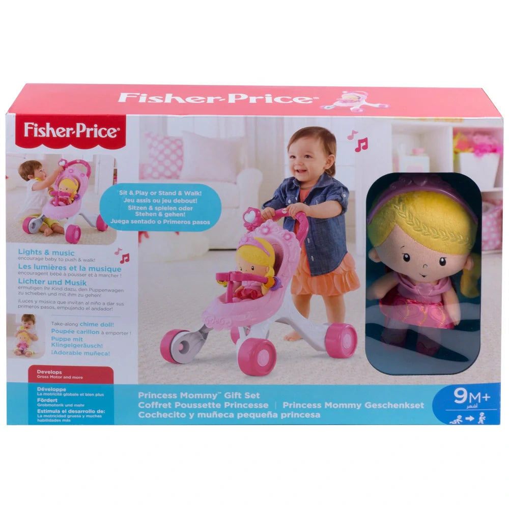 Fisher-Price Little People Princess Stroller Ride-On Toy | 2-in-1 Walker & Ride-On for Toddlers