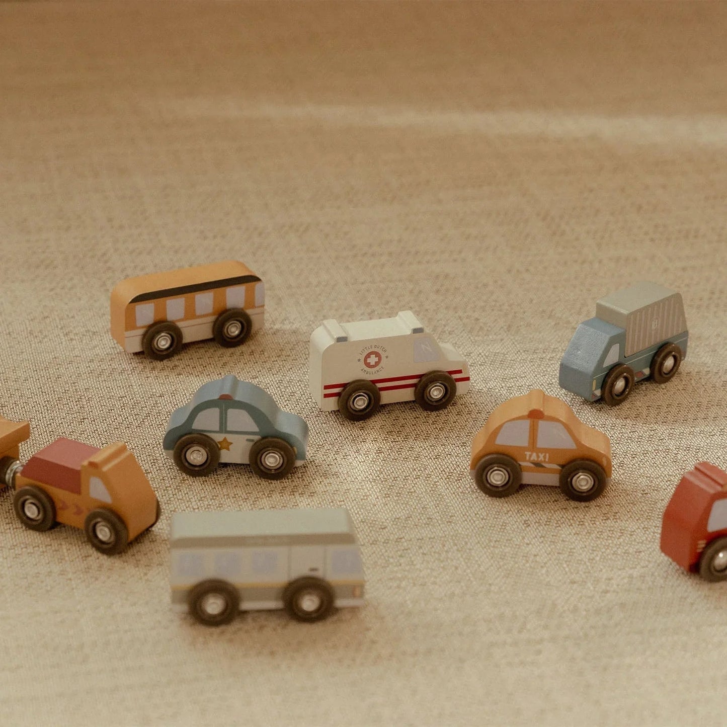 Little Dutch Vehicle Set | Wooden Car & Vehicle Pack for Toddlers & Kids
