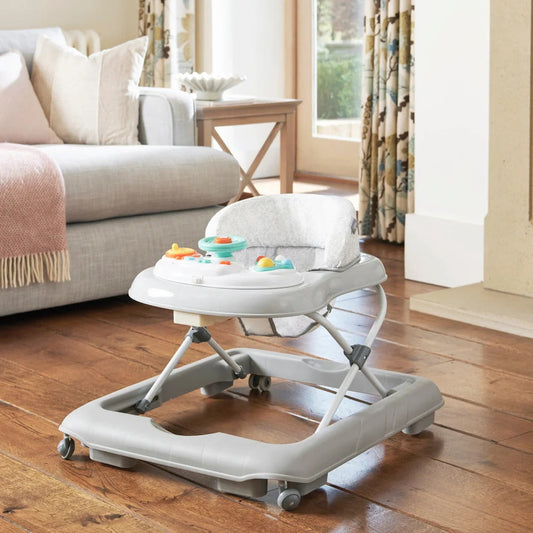 Babylo Go Go Walker – Grey | Adjustable Baby Walker with Toys & Safety Support