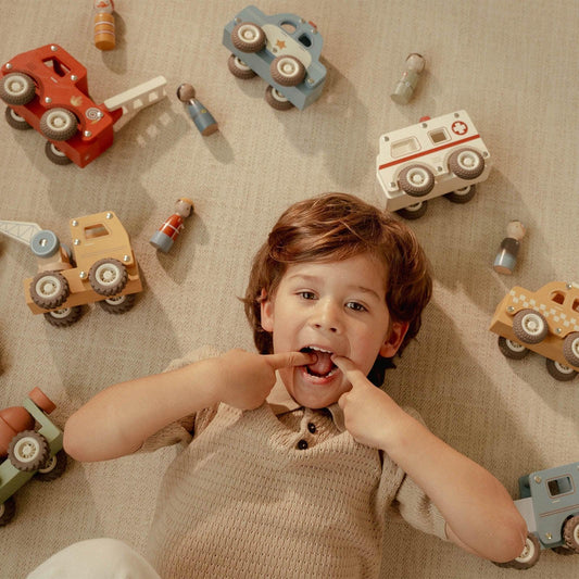 Little Dutch Vehicle Set | Wooden Car & Vehicle Pack for Toddlers & Kids